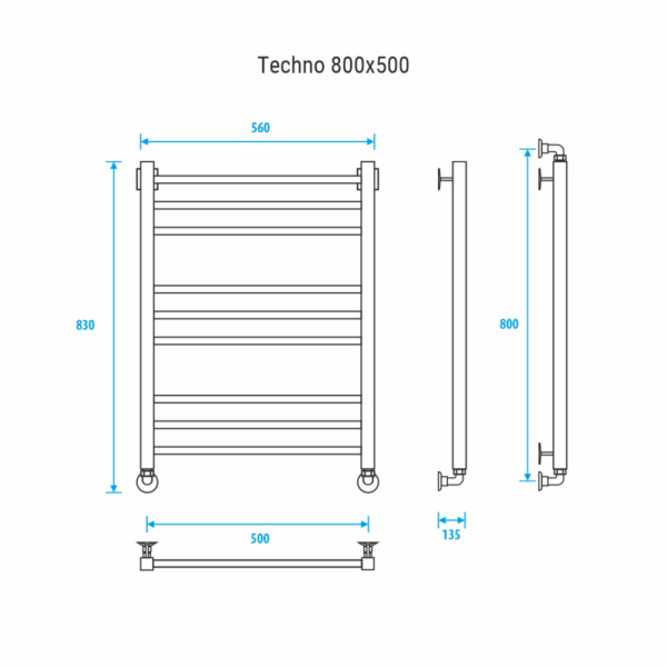 Водяной полотенцесушитель Energy Techno 80x50 EWTR0TECH0805000000 фото