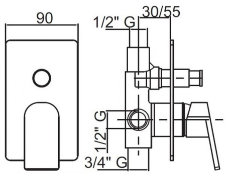 Смеситель для ванны и душа Cezares Trend TREND-VDIM-01-Cr фото