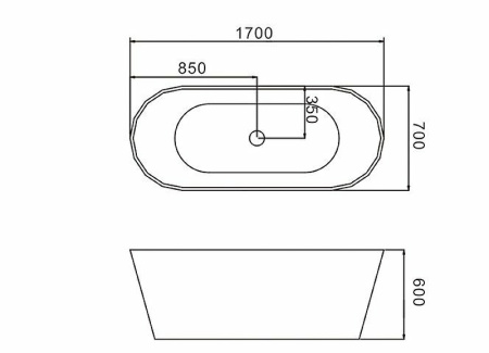 Акриловая ванна Grossman GR-2601B 170x70 черная глянцевая фото
