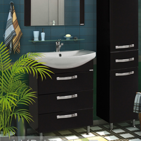 Тумба под раковину Акватон Ария 65 Н 1A123401AA950 чёрный глянец фото