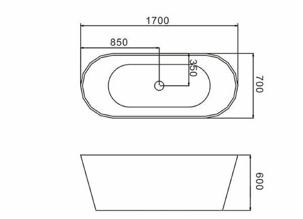 Акриловая ванна Grossman GR-2601B 170x70 черная глянцевая фото