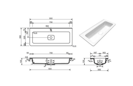 Раковина Style Line Каре Люкс Мини 90 СС-00002360 фото