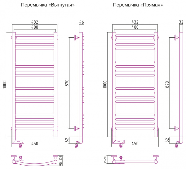 Полотенцесушитель электрический Сунержа Богема 2.0 100х40 с блоком управления справа 00-5203-1040 фото