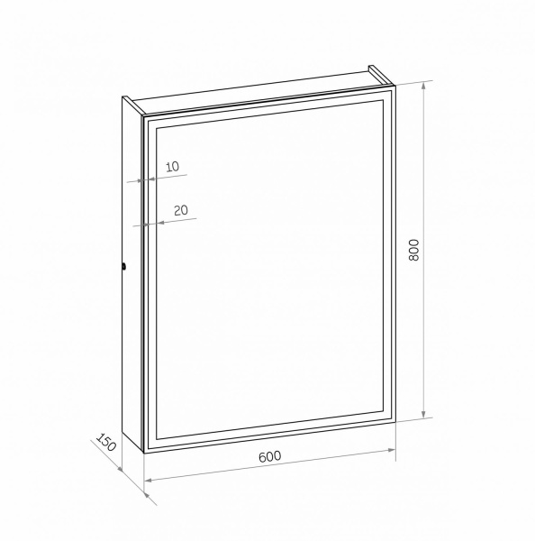 Зеркало-шкаф с подсветкой Art&Max Techno AM-Tec-600-800-1D-DS-F-Nero 60x80 черный матовый фото