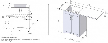 Раковина Style Line Даллас 120х48 L фото