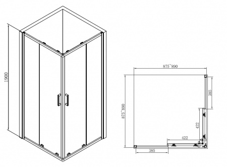 Душевой уголок Abber Schwarzer Diamant AG02090B 90x90 фото