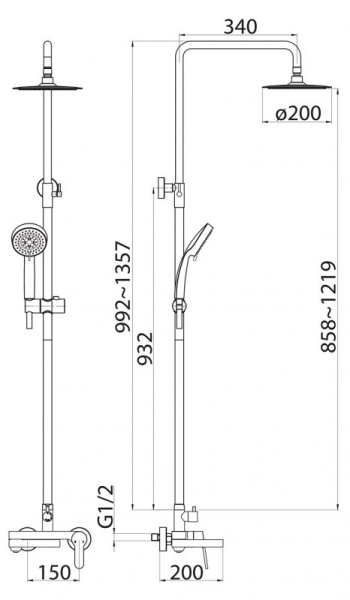 Душевая система (стойка) Belbagno Delta DEL-VSCM-BORO брашированное золото фото