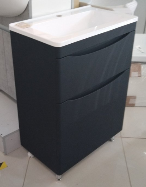 Тумба под раковину Style Line Бергамо мини 60 СС-00002308 черная матовая фото