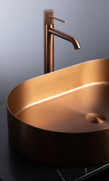 Накладная раковина из нержавеющей стали AltroBagno Eterno 001027RaSp матовая медь фото