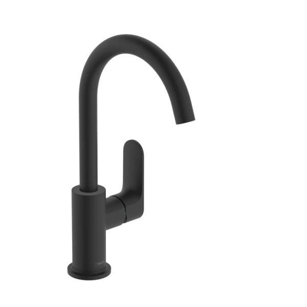 Высокий смеситель для раковины с донным клапаном Hansgrohe Rebris S 72536670 черный матовый фото