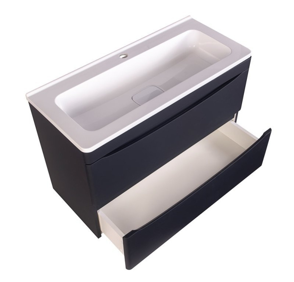 Тумба под раковину Style Line Бергамо мини 90 СС-00002366 черная матовая фото