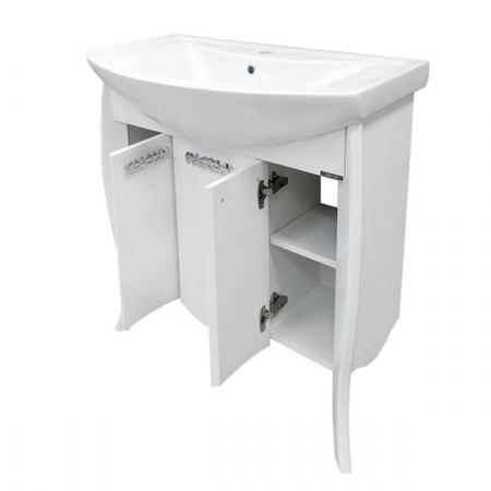 Тумба Comforty Венеция-80 белый глянец с раковиной Балтика 80 фото