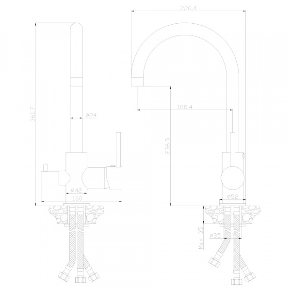 Смеситель для кухни кухни с фильтром для воды Rossinka Z35-28-Black фото