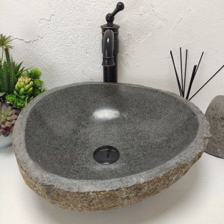 Накладная раковина из речного камня RS01531 (43*41*15) C15 фото