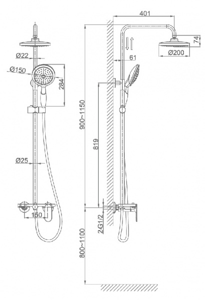 Душевая система (стойка) D&K Durer Bayern DA1253701B06 фото