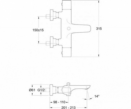 Термостатический смеситель для ванны с душем Jacob Delafon Aleo E72286-CP фото