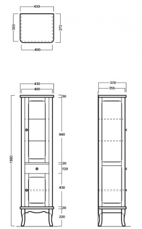Шкаф-пенал с витриной и ящиком Simas Arcade ARMV2 белый фото