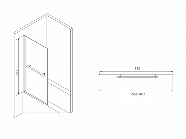 Шторка на ванну ABBER Immer Offen AG70100B 100 см фото
