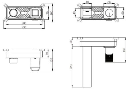 Настенный смеситель для раковины Vincea Domus VBFW-5DM01GM вороненая сталь фото