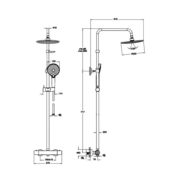 Душевая система Vitra Aquaheat A47200EXP с термостатом Хром фото