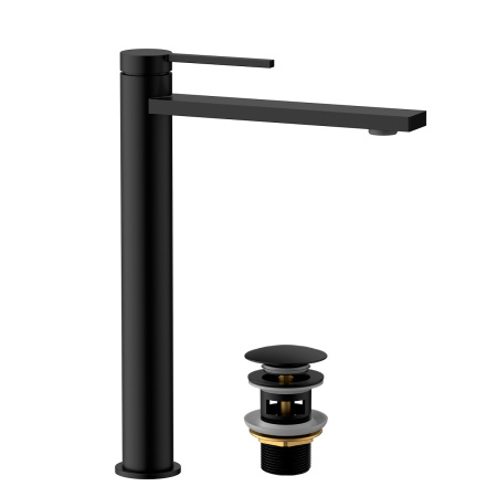 Высокий смеситель для раковины Lemark Valday LMF-8115B-BL черный матовый фото