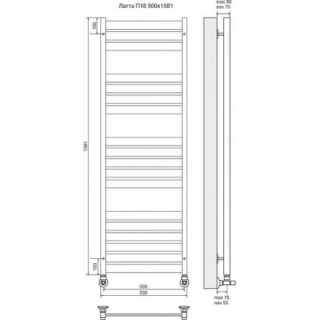 Водяной полотенцесушитель Terminus Латте П18 4620768886171 500х1581 фото