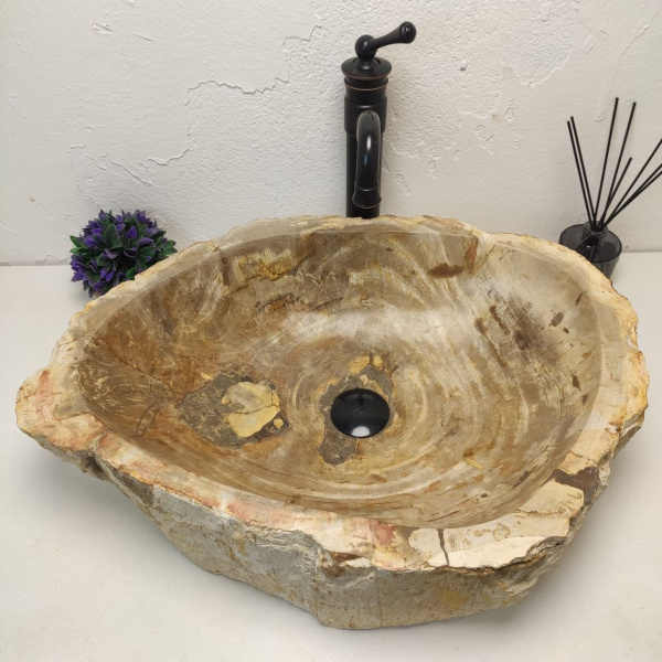 Накладная раковина из окаменелого дерева Fossil Basin OD-01230 (61*40*15) фото