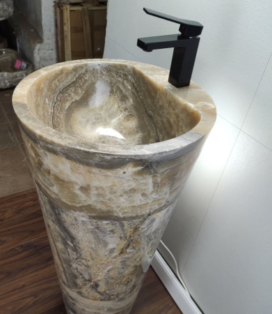 Раковина напольная из оникса Grey ON-01365 (45*45*90) фото