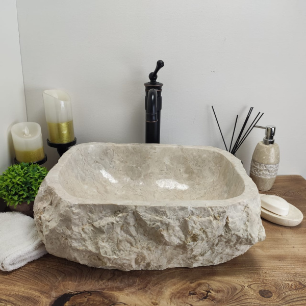 Накладная раковина из мрамора Erozy Cream EM-00839 (47*37*15см) фото