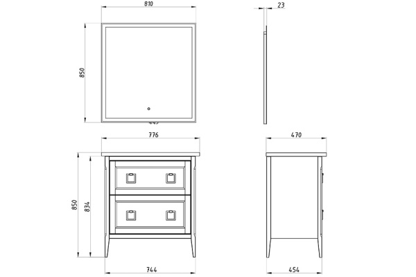 Тумба с раковиной ASB Woodline Рома 80 Н 10855 фото