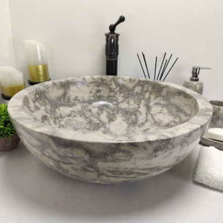 Раковина из мрамора Indo Bowl Grey Doreng Big BM-00025 фото
