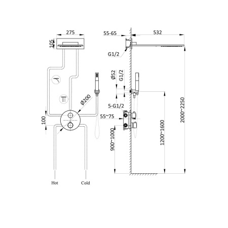 Душевая система скрытого монтажа с термостатом Vincea VSFW-104TCH хром фото