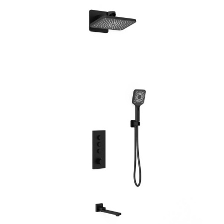 Душевая система скрытого монтажа с термостатом Vincea Inspire VSFW-433TI4MB черная матовая фото