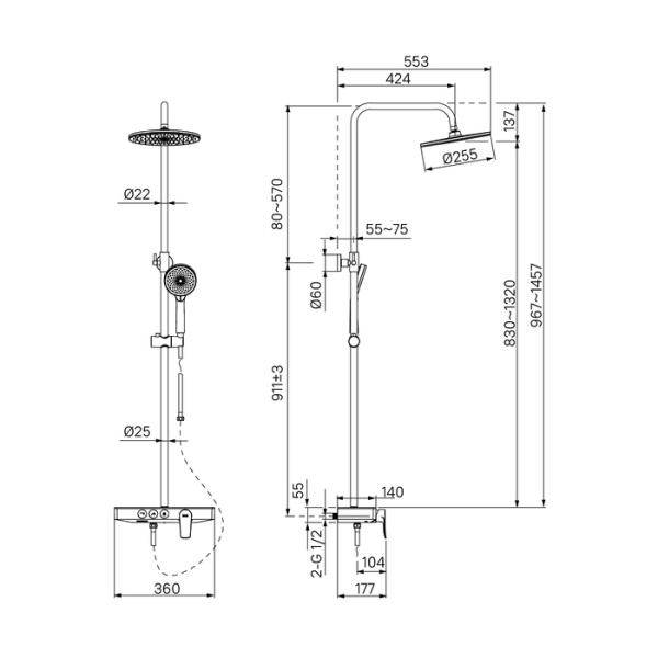 Душевая система Iddis Shelfy SHESB3Bi06 хром фото