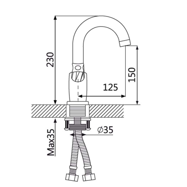 Смеситель для раковины двухвентильный Oute T59 T5901 фото