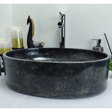 Раковина из мрамора Indo Oval Black Tin Lip MO-00352 фото