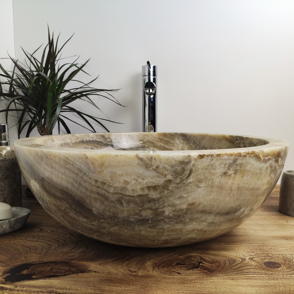 Накладная раковина из оникса Indo Bowl Grey Big BO-00005 фото