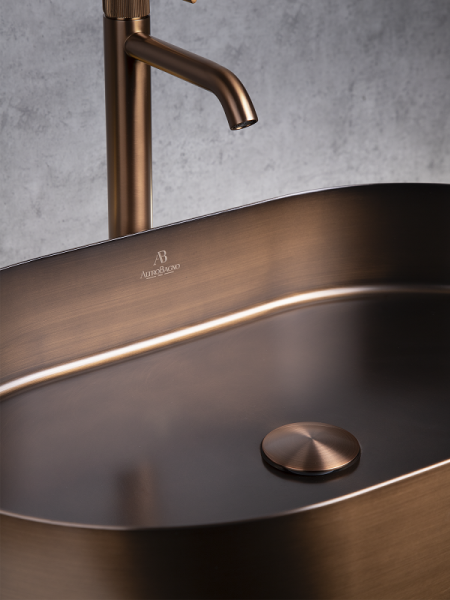 Накладная раковина из нержавеющей стали AltroBagno Eterno 001028BrAn состаренная бронза фото