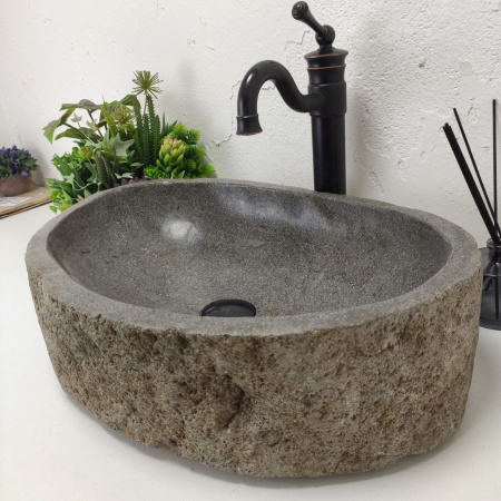 Накладная раковина из речного камня RS01484 (56*37*15) фото