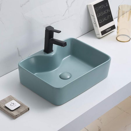 Накладная раковина CeramaLux NC 7291MLG-6 48x37 зеленая фото