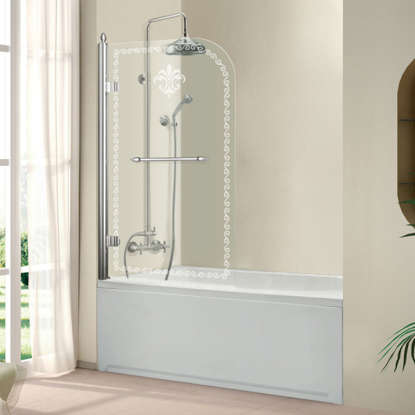 Шторка для ванны распашная Cezares Retro RETRO-V-1-80/145-CP-Cr-L хром L прозрачное стекло фото