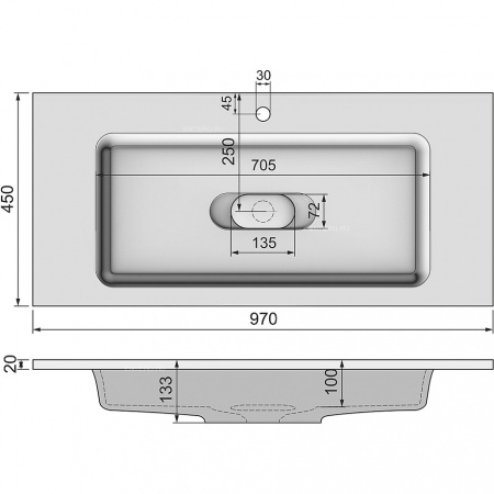 Раковина встраиваемая Jorno Modul Mol.08.100/W 100 см фото