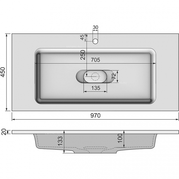Раковина встраиваемая Jorno Modul Mol.08.100/W 100 см фото