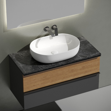 Тумба под раковину Sancos Delta DL100GR дуб красный/графит фото