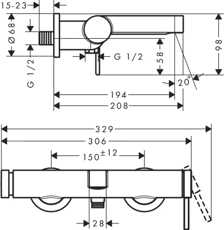 Смеситель для ванны с душем Hansgrohe Finoris 76420700 белый матовый фото