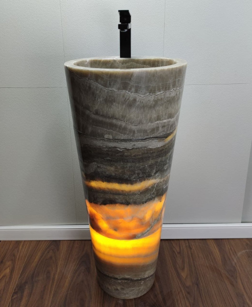 Раковина напольная из оникса Grey ON-01366 (40*40*90) фото