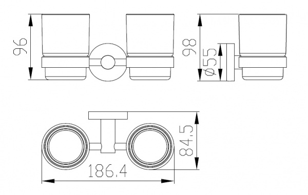 Стакан для зубных щеток двойной Kaiser Oval KH-2050 фото