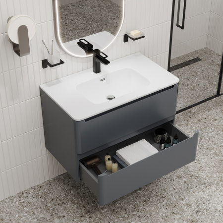 Тумба с раковиной Iddis Edifice EDI80D0i95K 80 см, темно-серая фото