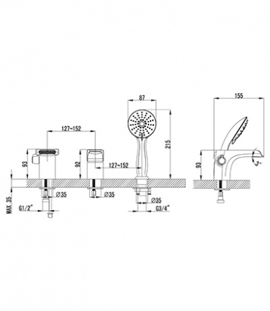 Смеситель на борт ванны Lemark Shift LM4345C фото