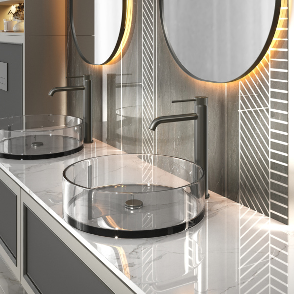 Высокий смеситель для раковины Timo Saona 2411/18F Черное золото фото